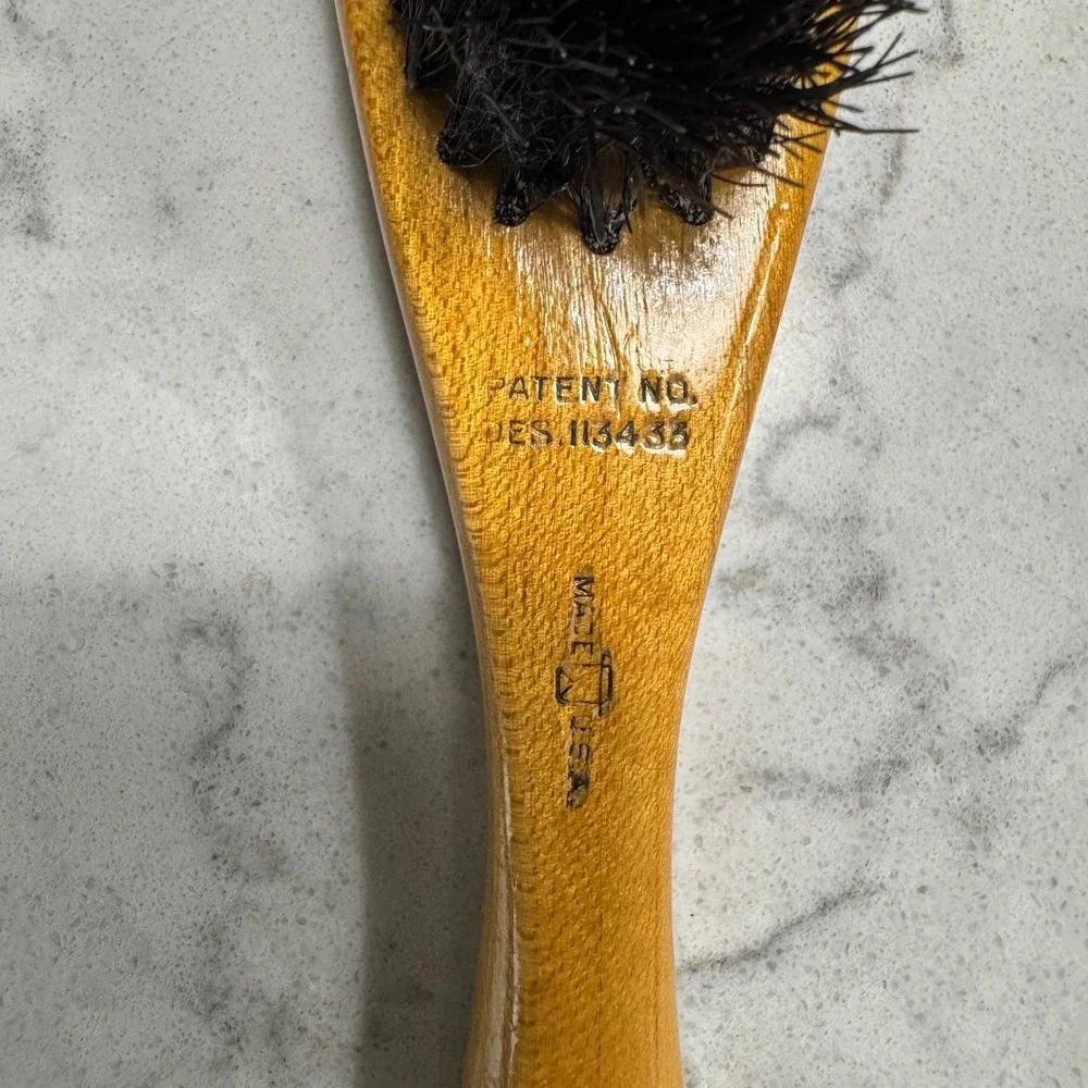 Vintage Wooden Clothing Brush and Shoe Horn Natural Bristle‎ Excellent Condition